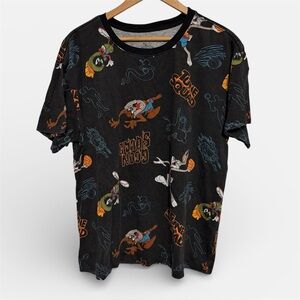 Space Jam Looney Tunes T Shirt Size Men’s XL All Over Print Tune Squad Black